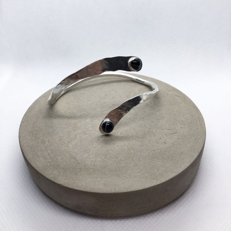 Stone Set Hammered Cuff