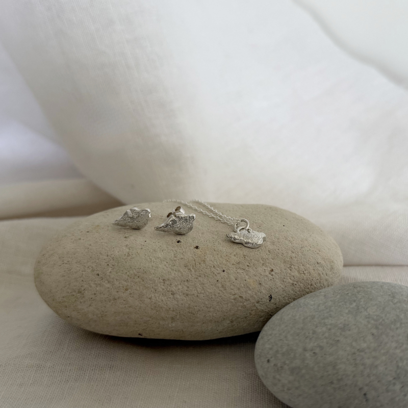 Solid Isle of Wight Stud Earrings – Textured Finish