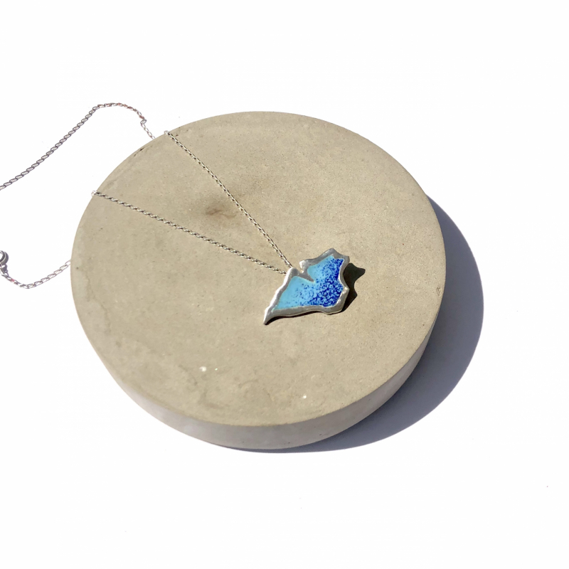 Enamel Isle of Wight Pale Blue and Royal Blue