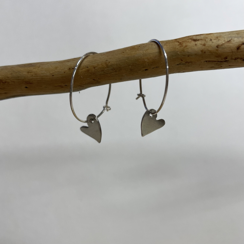Single Hanging Heart Hoops