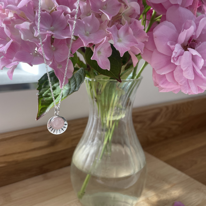 Rose Quartz Sunbeam Pendant