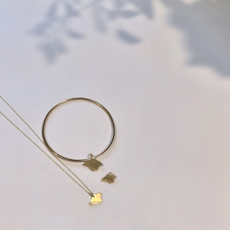 Isle of Wight Mini Texture Pendant - 9ct Gold