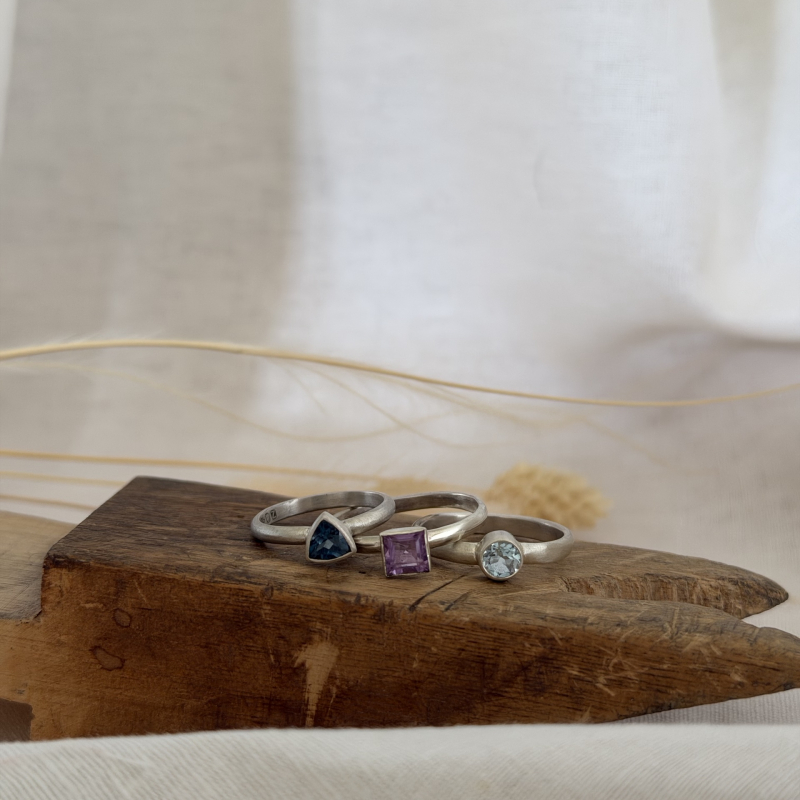 Trillion Satin Finish London Topaz Ring