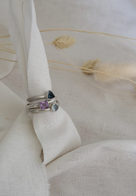 Amethyst Square High Polish Ring