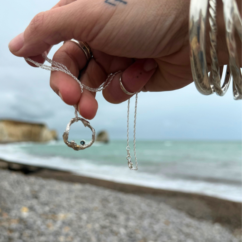 In the Tide Circle Pendant | London Blue Topaz & 9ct Gold