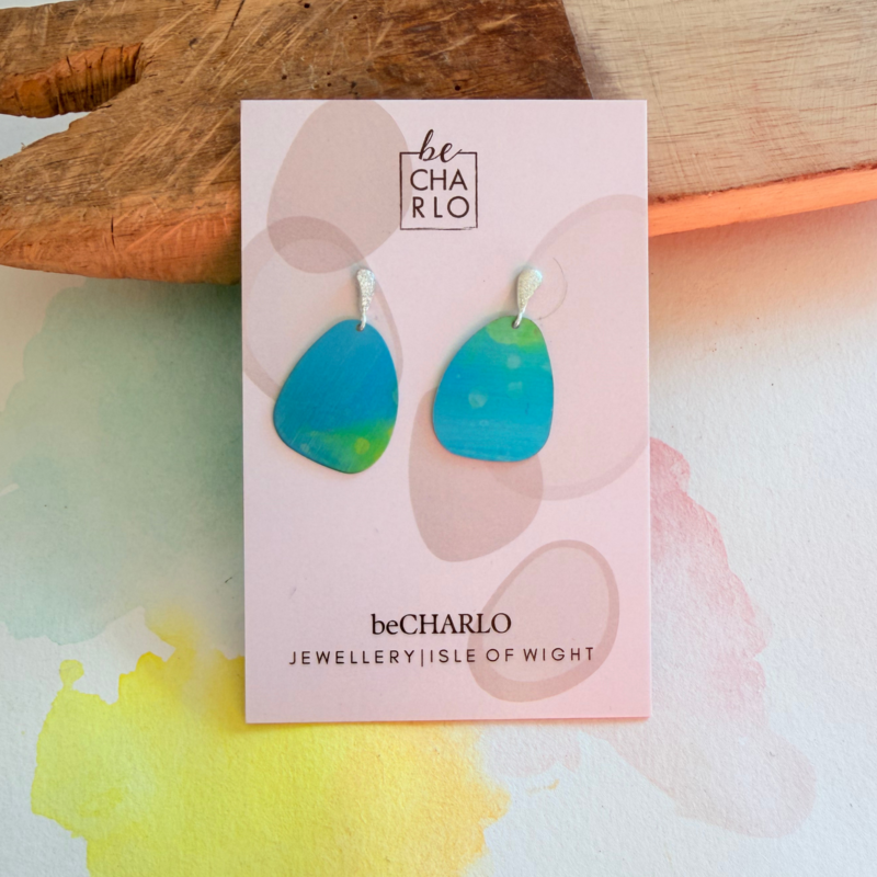 Watercolour Pebble Drop Earrings - Tidal Lagoon