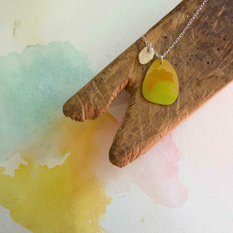 Watercolour Pebble Pendant - Sunlit Shore